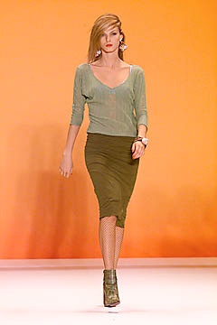 fitted green top and pencil skirt