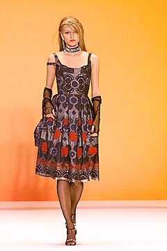 gray cotton sleeveless square-neck fitted pleated embroidered dress