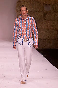 orange long-sleeve collared fitted printed shirt