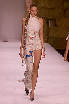 multi cotton fitted high-waisted straight-leg pants