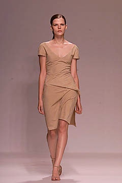 fitted beige draped dress