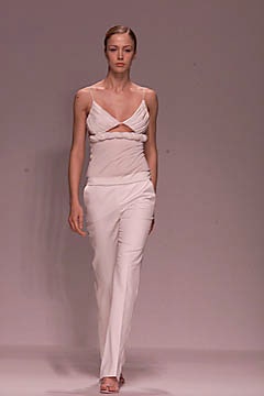 white silk fitted top and pants
