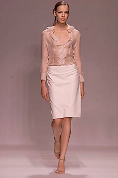 pink silk long-sleeve collared fitted ruffled sheer blouse