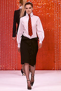 white shirt black skirt red tie