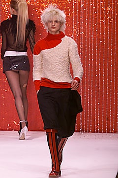 color-blocked fitted sweater with relaxed pants