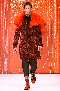 red fur long-sleeve relaxed animal-print coat