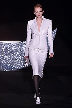 white silk long-sleeve v-neck fitted pencil suit