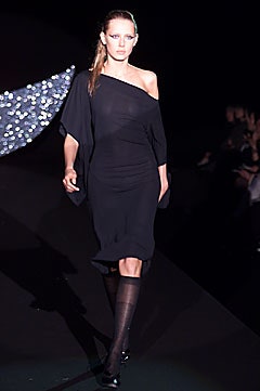 black silk off-shoulder dress