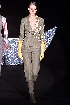 gray wool long-sleeve v-neck tailored embroidered suit