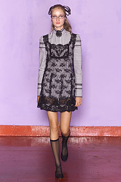 black and white layered dress with striped shirt