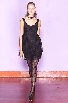 black lace mini dress with tights