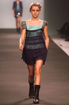 blue unknown short-sleeve scoop-neck tiered ruffled textured mini-dress