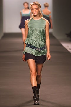 green unknown sleeveless high-neck draped printed flowing top