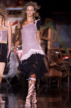 black and pink layered dress