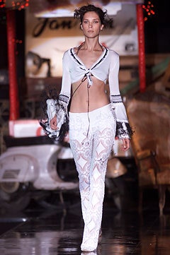 white silk fitted top and pants