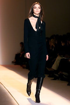 black fitted midi dress with scarf