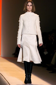 white wool cardigan beige skirt