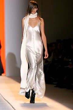 white silk fitted dress with scarf