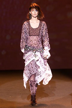 purple layered midi dress and pants