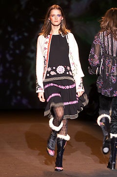 black mini dress with embroidered coat
