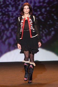 black silk mini dress with embroidered jacket