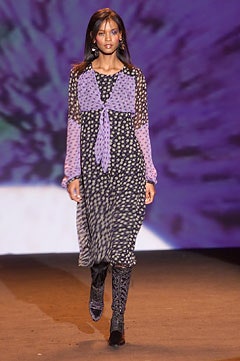 black and purple printed midi dress