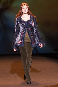 blue velvet embroidered jacket with green top