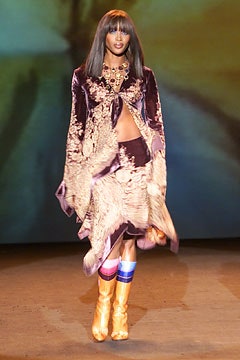 purple silk layered midi dress with gold boots