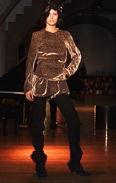 brown velvet long-sleeve high-neck fitted ruched shiny top