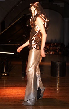 gold and silver draped dress
