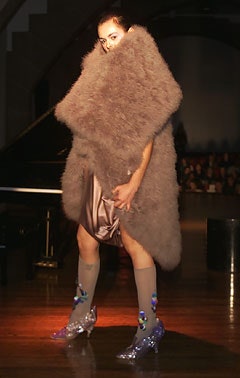 oversized brown fur cape