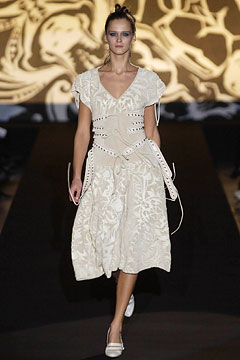 beige embroidered midi dress