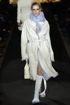 white wool coat with blue accents