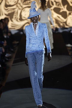 blue silk tailored suit