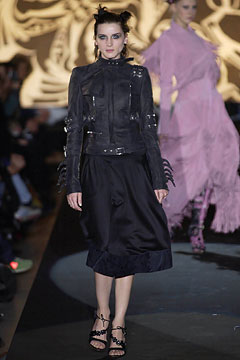 black leather jacket and skirt