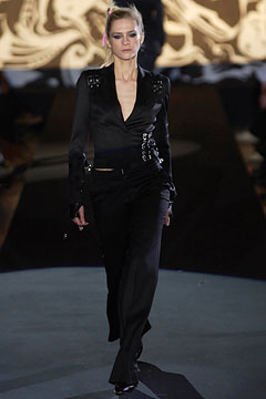 black silk fitted blazer and pants