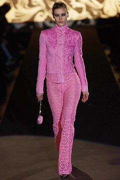 pink lace fitted jacket and pants