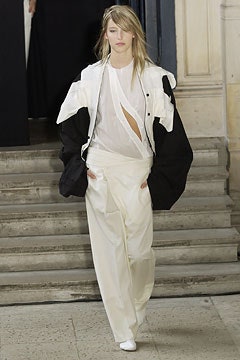 oversized black and white jacket with sheer top