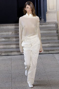 white silk long-sleeve collared relaxed sheer flowing shirt