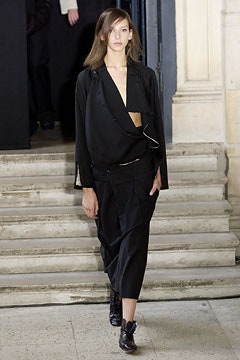 black silk draped midi dress