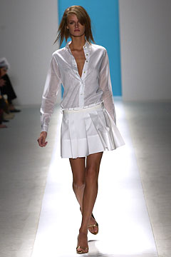 white shirt and mini skirt