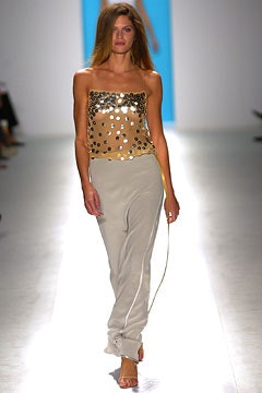 beige silk sleeveless strapless fitted sequined shiny top