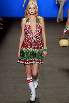 red and green floral mini dress