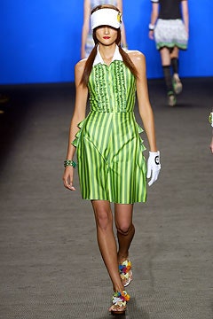 green striped mini dress