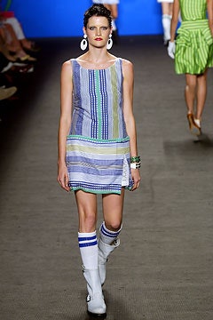 striped mini dress with white boots