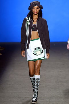 black fitted jacket with mini skirt