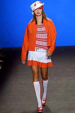 orange jacket and mini dress