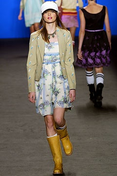 beige tailored blazer with floral dress