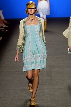 blue and white pleated dress with cardigan