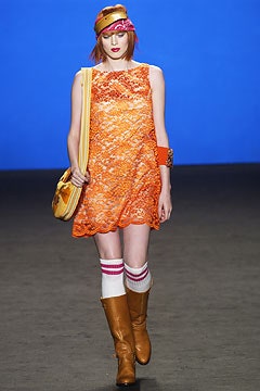 orange lace sleeveless dress